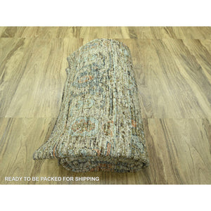 10'2"x14' Beige, 100% Wool, Colorful Oushak Design With Exposed Weft, Distressed Feel But Durable, Hand Knotted, Oriental Rug FWR460608