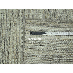 2'x3' Beaver Brown, 100% Natural Wool, Oxidized And Distressed Grass Design With Exposed Warps, Hand Knotted, Mat, Sample, Oriental Rug FWR460650
