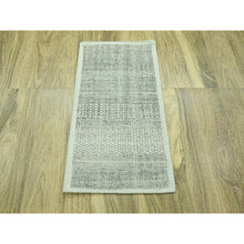 Load image into Gallery viewer, 2&#39;x3&#39; Misty Gray, Organic Wool, Hand Knotted, Oxidized And Distressed Grass Design With Exposed Warps, Mat, Sample, Oriental Rug FWR460668