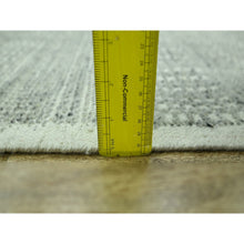 Load image into Gallery viewer, 2&#39;x3&#39; Misty Gray, Organic Wool, Hand Knotted, Oxidized And Distressed Grass Design With Exposed Warps, Mat, Sample, Oriental Rug FWR460668