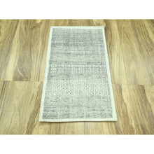 Load image into Gallery viewer, 2&#39;x3&#39; Medium Gray, Oxidized And Distressed Grass Design With Exposed Warps, 100% Pure Wool, Hand Knotted, Mat, Sample, Oriental Rug FWR460674