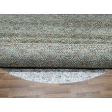 Load image into Gallery viewer, 10&#39;x10&#39; Arsenic Gray, Kohinoor Herat Pattern, Small Geometric Repetitive Diamond Design, Soft Wool, Tone On Tone, Hand Knotted, Round, Oriental Rug FWR460728