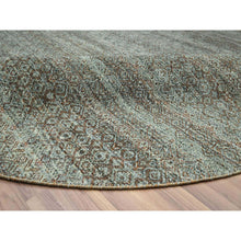 Load image into Gallery viewer, 10&#39;x10&#39; Arsenic Gray, Kohinoor Herat Pattern, Small Geometric Repetitive Diamond Design, Soft Wool, Tone On Tone, Hand Knotted, Round, Oriental Rug FWR460728