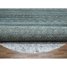 Load image into Gallery viewer, 10&#39;x10&#39; Imperial Blue, Hand Knotted, Kohinoor Herat Pattern, Small Geometric Repetitive Diamond Design, Soft Wool, Tone On Tone, Round, Oriental Rug FWR460734