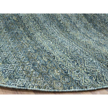 Load image into Gallery viewer, 10&#39;x10&#39; Imperial Blue, Hand Knotted, Kohinoor Herat Pattern, Small Geometric Repetitive Diamond Design, Soft Wool, Tone On Tone, Round, Oriental Rug FWR460734
