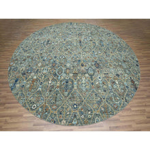 Load image into Gallery viewer, 11&#39;10&quot;x11&#39;10&quot; Sage Green, Trellis Borderless Garden Design, Agra, Hand Knotted, Hand Spun New Zealand Wool, Round, Oriental Rug FWR460740
