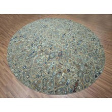 Load image into Gallery viewer, 11&#39;10&quot;x11&#39;10&quot; Sage Green, Trellis Borderless Garden Design, Agra, Hand Knotted, Hand Spun New Zealand Wool, Round, Oriental Rug FWR460740