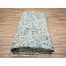 Load image into Gallery viewer, 11&#39;10&quot;x11&#39;10&quot; Sage Green, Trellis Borderless Garden Design, Agra, Hand Knotted, Hand Spun New Zealand Wool, Round, Oriental Rug FWR460740
