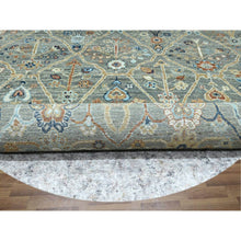 Load image into Gallery viewer, 9&#39;10&quot;x9&#39;10&quot; Basil Green, Hand Knotted, Trellis Borderless Garden Design, Agra, Hand Spun New Zealand Wool, Round, Oriental Rug FWR460746