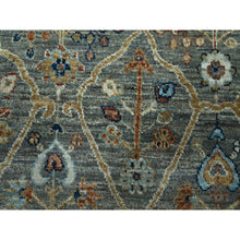 Load image into Gallery viewer, 9&#39;10&quot;x9&#39;10&quot; Basil Green, Hand Knotted, Trellis Borderless Garden Design, Agra, Hand Spun New Zealand Wool, Round, Oriental Rug FWR460746