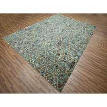 Load image into Gallery viewer, 8&#39;10&quot;x12&#39; Sage Green, Hand Spun New Zealand Wool, Trellis Borderless Garden Design, Agra, Hand Knotted, Oriental Rug FWR460752