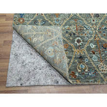 Load image into Gallery viewer, 8&#39;10&quot;x12&#39; Sage Green, Hand Spun New Zealand Wool, Trellis Borderless Garden Design, Agra, Hand Knotted, Oriental Rug FWR460752