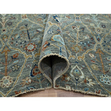 Load image into Gallery viewer, 9&#39;1&quot;x12&#39; Viridian Green, Trellis Borderless Garden Design, Agra, Hand Knotted, Hand Spun New Zealand Wool, Oriental Rug FWR460758