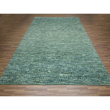 Load image into Gallery viewer, 9&#39;4&quot;x11&#39;9&quot; Sage Green, Hand Knotted, Grass Design With Looped Pile, Pure Wool, Oriental Rug FWR460770