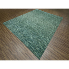 Load image into Gallery viewer, 9&#39;4&quot;x11&#39;9&quot; Sage Green, Hand Knotted, Grass Design With Looped Pile, Pure Wool, Oriental Rug FWR460770