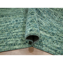 Load image into Gallery viewer, 9&#39;4&quot;x11&#39;9&quot; Sage Green, Hand Knotted, Grass Design With Looped Pile, Pure Wool, Oriental Rug FWR460770