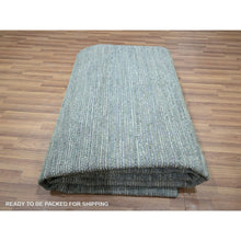 Load image into Gallery viewer, 9&#39;4&quot;x11&#39;9&quot; Sage Green, Hand Knotted, Grass Design With Looped Pile, Pure Wool, Oriental Rug FWR460770