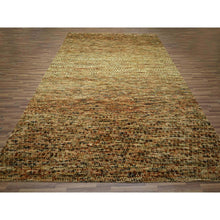 Load image into Gallery viewer, 9&#39;4&quot;x12&#39;1&quot; Copper Brown, Organic Wool, Hand Knotted, Grass Design With Looped Pile, Oriental Rug FWR460776
