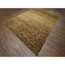 Load image into Gallery viewer, 9&#39;4&quot;x12&#39;1&quot; Copper Brown, Organic Wool, Hand Knotted, Grass Design With Looped Pile, Oriental Rug FWR460776