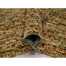 Load image into Gallery viewer, 9&#39;4&quot;x12&#39;1&quot; Copper Brown, Organic Wool, Hand Knotted, Grass Design With Looped Pile, Oriental Rug FWR460776