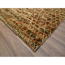 Load image into Gallery viewer, 9&#39;4&quot;x12&#39;1&quot; Copper Brown, Organic Wool, Hand Knotted, Grass Design With Looped Pile, Oriental Rug FWR460776