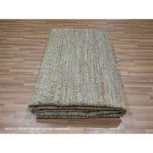 Load image into Gallery viewer, 9&#39;4&quot;x12&#39;1&quot; Copper Brown, Organic Wool, Hand Knotted, Grass Design With Looped Pile, Oriental Rug FWR460776