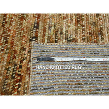 Load image into Gallery viewer, 9&#39;4&quot;x12&#39;1&quot; Copper Brown, Organic Wool, Hand Knotted, Grass Design With Looped Pile, Oriental Rug FWR460776
