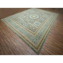 Load image into Gallery viewer, 12&#39;2&quot;x15&#39; Sage Green, Pre Historic 14th Century Influence, Mamluk Design, Natural Dyes, Hand Knotted, Pure Wool, Xl, Oversized, Oriental Rug FWR460788
