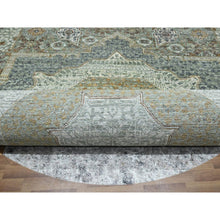 Load image into Gallery viewer, 12&#39;x12&#39; Pistachio Green, Pre Historic 14th Century Influence, Mamluk Design, Natural Dyes, Hand Knotted, Pure Wool, Round, Oriental Rug FWR460794