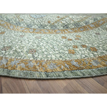 Load image into Gallery viewer, 12&#39;x12&#39; Pistachio Green, Pre Historic 14th Century Influence, Mamluk Design, Natural Dyes, Hand Knotted, Pure Wool, Round, Oriental Rug FWR460794
