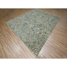 Load image into Gallery viewer, 8&#39;1&quot;x10&#39; Camouflage Green, Trellis Borderless Garden Design, Agra, Hand Knotted, Hand Spun New Zealand Wool, Oriental Rug FWR460806