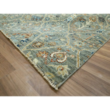 Load image into Gallery viewer, 8&#39;1&quot;x10&#39; Camouflage Green, Trellis Borderless Garden Design, Agra, Hand Knotted, Hand Spun New Zealand Wool, Oriental Rug FWR460806