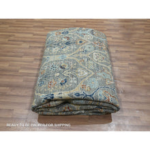 Load image into Gallery viewer, 8&#39;1&quot;x10&#39; Camouflage Green, Trellis Borderless Garden Design, Agra, Hand Knotted, Hand Spun New Zealand Wool, Oriental Rug FWR460806