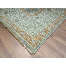Load image into Gallery viewer, 6&#39;1&quot;x9&#39;1&quot; Pistachio Green, Natural Dyes, Hand Knotted, Pure Wool, Pre Historic 14th Century Influence, Mamluk Design, Oriental Rug  FWR460818