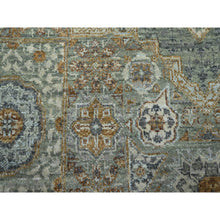 Load image into Gallery viewer, 6&#39;1&quot;x9&#39;1&quot; Pistachio Green, Natural Dyes, Hand Knotted, Pure Wool, Pre Historic 14th Century Influence, Mamluk Design, Oriental Rug  FWR460818