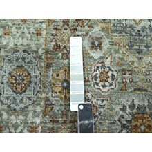 Load image into Gallery viewer, 5&#39;2&quot;x7&#39;2&quot; Basil Green, Hand Knotted, Pre Historic 14th Century Influence, Mamluk Design, Natural Dyes, Pure Wool, Oriental Rug FWR460824