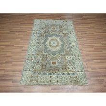 Load image into Gallery viewer, 4&#39;1&quot;x6&#39; Sage Green, Pre Historic 14th Century Influence, Mamluk Design, Natural Dyes, Hand Knotted, Pure Wool, Oriental Rug FWR460830