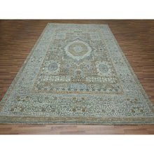 Load image into Gallery viewer, 9&#39;x12&#39; Pistachio Green, Hand Knotted, Pre Historic 14th Century Influence, Mamluk Design, Natural Dyes, Pure Wool, Oriental Rug FWR460836