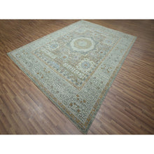 Load image into Gallery viewer, 9&#39;x12&#39; Pistachio Green, Hand Knotted, Pre Historic 14th Century Influence, Mamluk Design, Natural Dyes, Pure Wool, Oriental Rug FWR460836