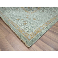 Load image into Gallery viewer, 9&#39;x12&#39; Pistachio Green, Hand Knotted, Pre Historic 14th Century Influence, Mamluk Design, Natural Dyes, Pure Wool, Oriental Rug FWR460836