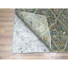 Load image into Gallery viewer, 2&#39;7&quot;x22&#39;4&quot; Sage Green, Hand Spun New Zealand Wool, Trellis Borderless Garden Design, Agra, Hand Knotted, Xl Runner, Oriental Rug FWR460842