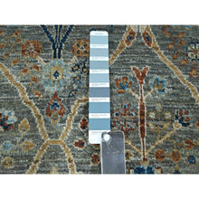 Load image into Gallery viewer, 2&#39;7&quot;x22&#39;4&quot; Sage Green, Hand Spun New Zealand Wool, Trellis Borderless Garden Design, Agra, Hand Knotted, Xl Runner, Oriental Rug FWR460842