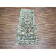 Load image into Gallery viewer, 2&#39;7&quot;x6&#39;3&quot; Sage Green, Pre Historic 14th Century Influence, Mamluk Design, Natural Dyes, Hand Knotted, Pure Wool, Runner, Oriental Rug FWR460854