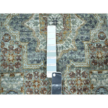 Load image into Gallery viewer, 2&#39;7&quot;x6&#39;3&quot; Sage Green, Pre Historic 14th Century Influence, Mamluk Design, Natural Dyes, Hand Knotted, Pure Wool, Runner, Oriental Rug FWR460854