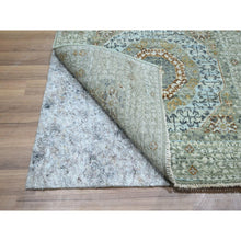 Load image into Gallery viewer, 2&#39;8&quot;x8&#39;1&quot; Sage Green, Hand Knotted, Pre Historic 14th Century Influence, Mamluk Design, Natural Dyes, Pure Wool, Runner, Oriental Rug FWR460860