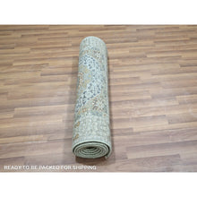 Load image into Gallery viewer, 2&#39;8&quot;x8&#39;1&quot; Sage Green, Hand Knotted, Pre Historic 14th Century Influence, Mamluk Design, Natural Dyes, Pure Wool, Runner, Oriental Rug FWR460860