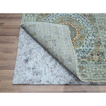 Load image into Gallery viewer, 2&#39;8&quot;x8&#39;1&quot; Sage Green, Pure Wool, Pre Historic 14th Century Influence, Mamluk Design, Natural Dyes, Hand Knotted, Runner, Oriental Rug FWR460866