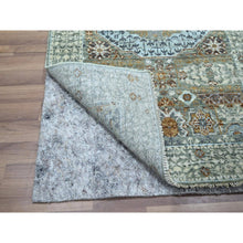 Load image into Gallery viewer, 2&#39;9&quot;x10&#39;4&quot; Mint Green, Pre Historic 14th Century Influence, Mamluk Design, Natural Dyes, Hand Knotted, Pure Wool, Runner, Oriental Rug FWR460872