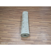 Load image into Gallery viewer, 2&#39;9&quot;x10&#39;4&quot; Mint Green, Pre Historic 14th Century Influence, Mamluk Design, Natural Dyes, Hand Knotted, Pure Wool, Runner, Oriental Rug FWR460872