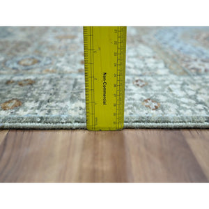 2'9"x10'4" Mint Green, Pre Historic 14th Century Influence, Mamluk Design, Natural Dyes, Hand Knotted, Pure Wool, Runner, Oriental Rug FWR460872